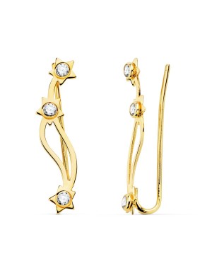 18K PENDIENTES TREPADORES CIRCONITAS-ESTRELLAS