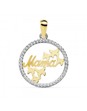 18K COLGANTE MAMA BICOLOR CIRCONITAS 16MM.