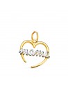 18K COLGANTE ORO BICOLOR CORAZON CON MAMA DE ORO BALNCO. 15 X 14 MM