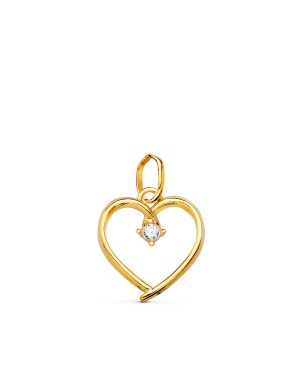 18K YELLOW GOLD HEART PENDANT WITH ZIRCONIA 2MM. 13 X 12 MM.