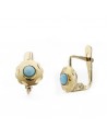 18K YELLOW GOLD CUBAN TURQUOISE EARRINGS 6 X 6 MM