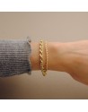 18K YELLOW GOLD BRACELET WITH SALOMON CORD. WIDTH: 5 MM LENGTH: 20 CM
