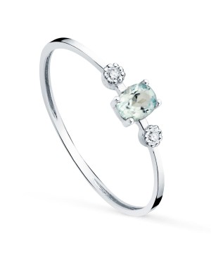 18K SORTIJA ORO BLANCO Y DIAMANTES 0,016 QTES.G-VS2 AGUAMARINA 4X3MMCUERPO 1MM