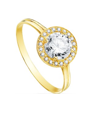 18K SORTIJA ORO AMARILLO MOTIVO REDONDO 9 MM CIRCONITA CENTRAL 6 MM
