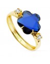 18K SORTIJA PIEDRA AZUL FLOR 10X10 MM