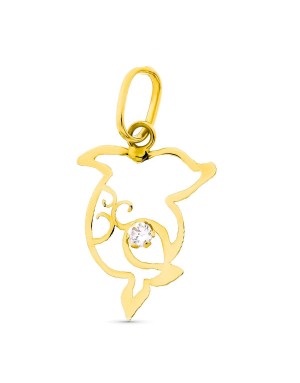 18K COLGANTE DELFIN CIRCONITA  16 X 10 MM