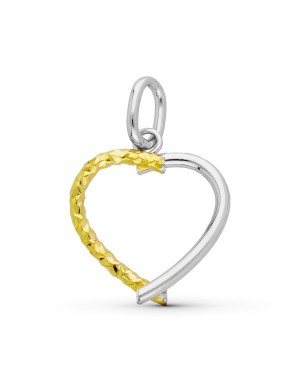 18K GOLD TWO COLOURED HEART PENDANT 25 X 20 MM