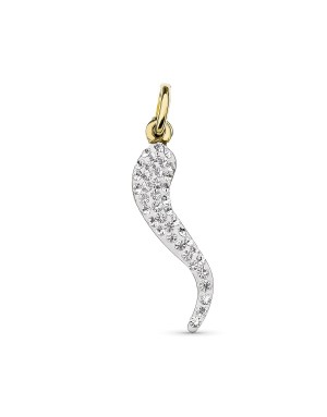 18K COLGANTE ORO AMARILLO CUERNO CIRCONITAS 25 X 6 MM