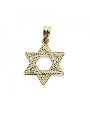 18K STAR OF DAVID PENDANT CARVED 23X18 MM