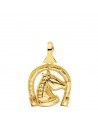 18K COLGANTE ORO AMARILLO HERRADURA CIRCONITAS 28 X 24 MM