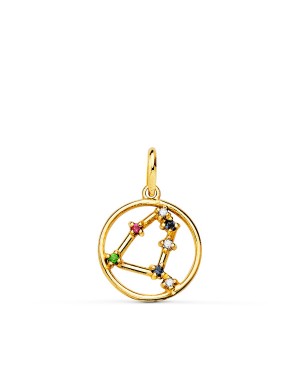 18K COLGANTE ORO AMARILLO HOROSCOPO CAPRICORNIO CONSTELACIONES CIRCONITAS 12 MM