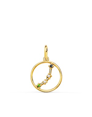 18K COLGANTE ORO AMARILLO HOROSCOPO ARIES CONSTELACIONES CIRCONITAS 12 MM