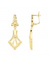 18K YELLOW GOLD CUBAN EARRINGS WITH CUBIC ZIRCONIA 35 X 13 MM