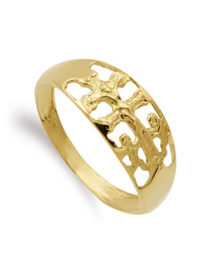 18K SORTIJA ORO AMARILLO CARAVACA ANCHO MOTIVO 7 MM