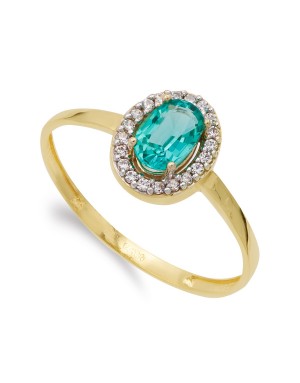 18K SORTIJA FORMA OVAL ESMERALDA 6X4 MM 0.49 QTS ANCHO TOTAL 8X6 MM