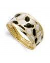 18K YELLOW GOLD ENAMELLED IVORY AND BLACK RING 11 MM