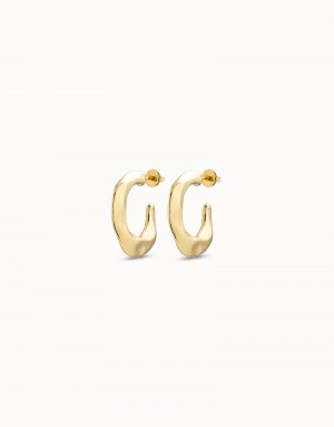 PENDIENTE DE ALEACION DE METALES BAÑADO EN ORO CON FORMA DE BANANA APL                              