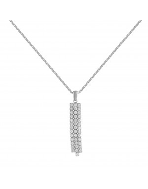 COLLAR WEDDING PLATA COLGANTE CZ BLANCAS TRES CARRILES                                              