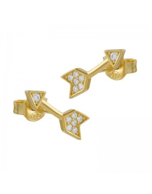 PDTES MINI PLATA BAÑO ORO AMARILLO FLECHA CZ BLANCAS                                                
