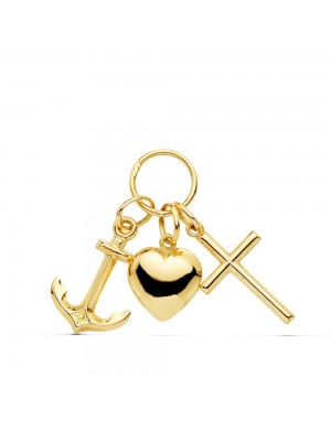 9K YELLOW GOLD THREE VIRTUES PENDANT 25X19 MM