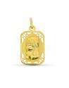 9K MEDALLA ORO AMARILLO VIRGEN NIÑA CALADA MATE Y BRILLO 19X11 MM