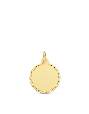 9K DISCO ORO AMARILLO LISO MATIZADO CON BORDE TALLADO 14 MM