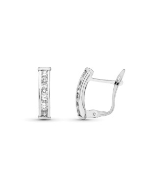 9K PENDIENTES ORO BLANCO BANDAS CON CARRIL DE CIRCONITAS 14X3 MM CATALAN