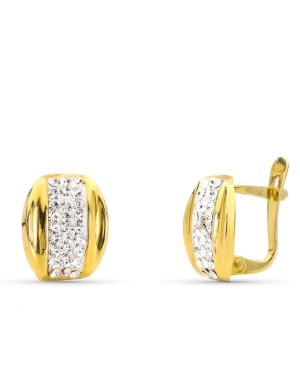 9K PENDINETES ORO AMARILLO BANDAS CON CIRCONITAS 11X10 MM