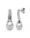 9K PENDIENTES ORO BLANCO PERLA 24X7 MM