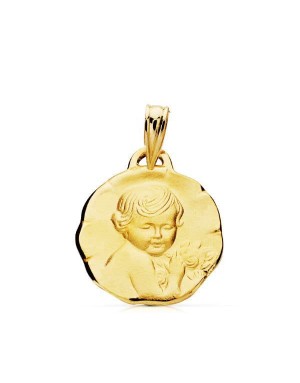 9K MEDALLA ANGEL QUERUBIN 15MM