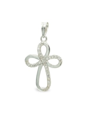 9K CRUZ ORO BLANCO CIRCONITAS 24X16 MM