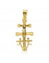 9K CRUZ CARAVACA ORO AMARILLO CON CRISTO 28X14 MM
