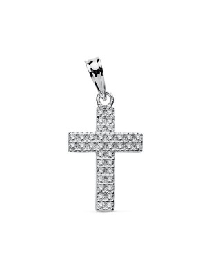 9K CRUZ ORO BLANCO CIRCONITAS 20X12 MM