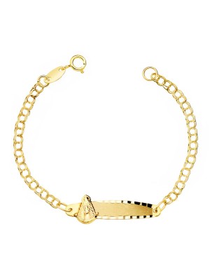 18K YELLOW GOLD BABY BRACELET HUNGARIAN GOLD PLATED VIRGIN DEW 24X5 MM 12 CM