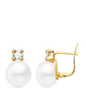 18K PENDIENTES PERLA Y GARRAS 13X9 MM CIERRE CATALAN