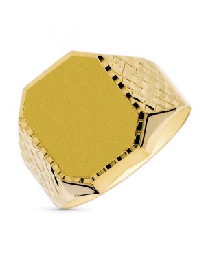 9K SELLO ORO AMARILLO CABALLERO OCTOGONAL TALLADO 15X12 MM