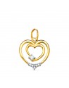 18K COLGANTE ORO BICOLOR DOBLE CORAZON CON CIRCONITAS 15X14 MM
