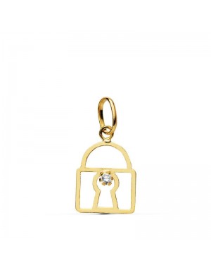 18K COLGANTE ORO AMARILLO CANDADO CIRCONITA 11X10 MM