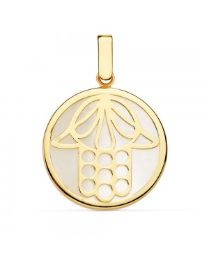 18K COLGANTE NACAR MANO DE FATIMA 20 MM