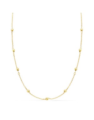18K CADENA ORO AMARILLO FORZADA CON BOLAS LISAS 3 MM LARGO 45 CM