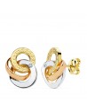 18K PENDIENTES TRICOLOR CIRCULOS 14X10 MM