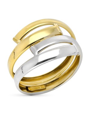 9K SORTIJA ORO BICOLOR BANDAS BRILLO ANCHO TOTAL 14 MM