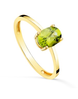 18K SORTIJA ORO AMARILLO GARRAS PIEDRA OLIVINA 7 X 5MM ANCHO CUERPO 2MM