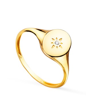 18K SELLO ORO AMARILLO MUJER CABEZA OVAL CON CIRCONITA 9X8 MM