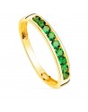 18K SORTIJA ORO AMARILLO 9 CIRCONITAS VERDES. ANCHO CUERPO 3.5 MM