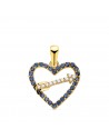 18K COLGANTE ORO AMARILLO CORAZON CON CIRCONITAS AZULES Y FLECHA 15 X 14MM