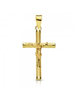18K CRUZ CRISTO HUECA DIAMANTADA 25X14 MM