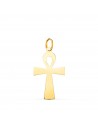 18K COLGANTE ORO AMARILLO BRILLO CRUZ DE LA VIDA 22 X 13 MM