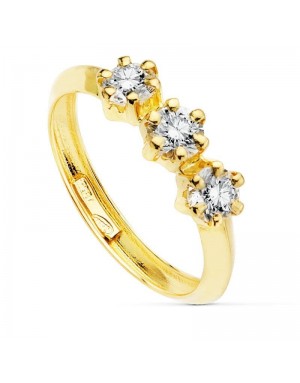 18K SORTIJA ORO AMARILLO TRESILLO CIRCONITAS 4 MM GARRA