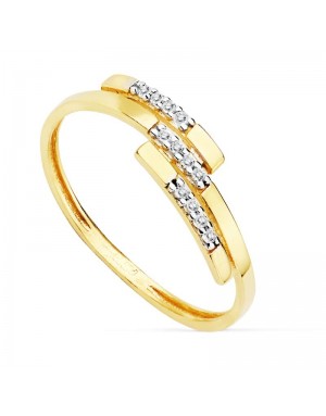 18K SORTIJA BICOLOR CIRCONITAS